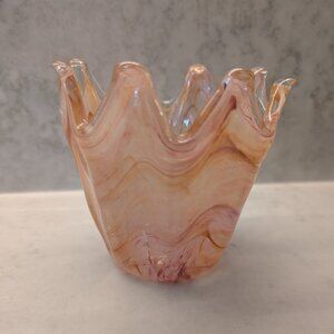 Murano Hand Blown Glass Crown Shape Vase